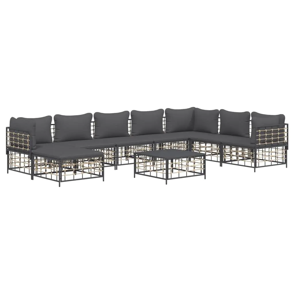 9 Piece Anthracite Garden Lounge Set with Cushions