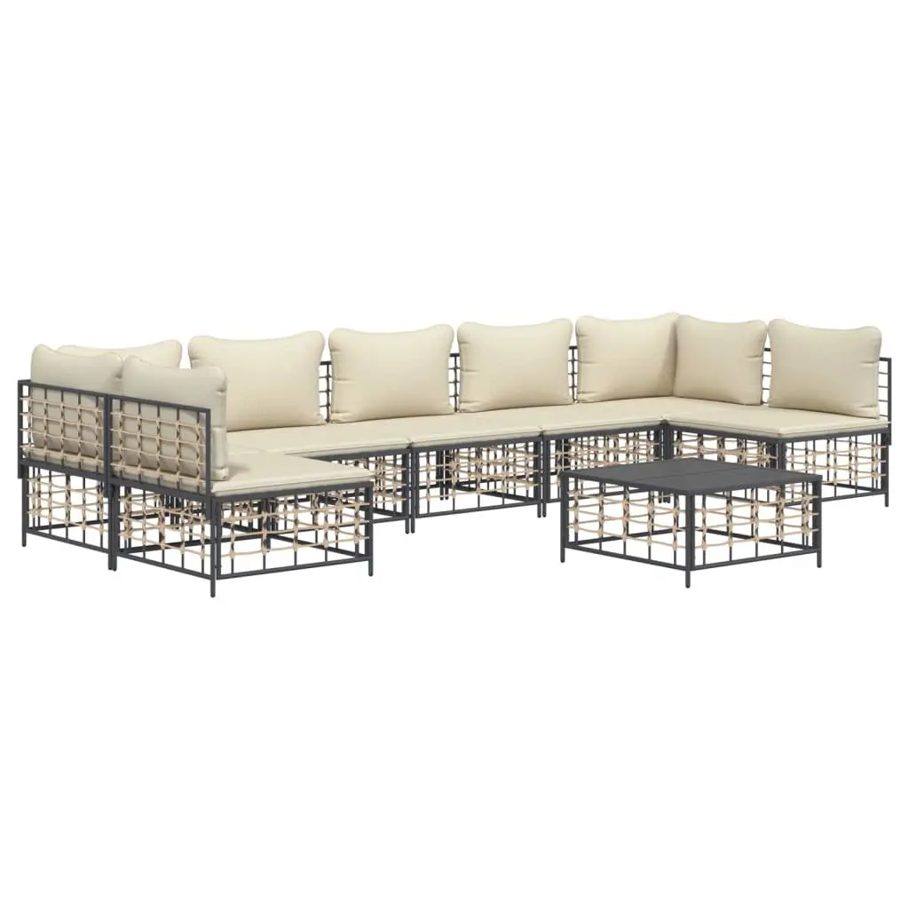 8 Piece Garden Lounge Set Poly Rattan Anthracite Outdoor Sofa Set