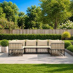 6 Piece Poly Rattan Garden Lounge Set with Cushions in Anthracite