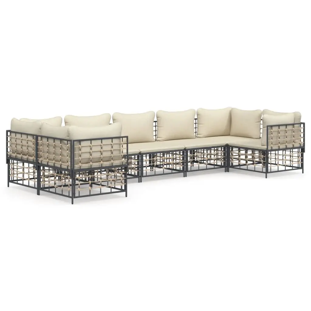 7-Piece Modular Outdoor Garden Lounge Sofa Set with Cushions