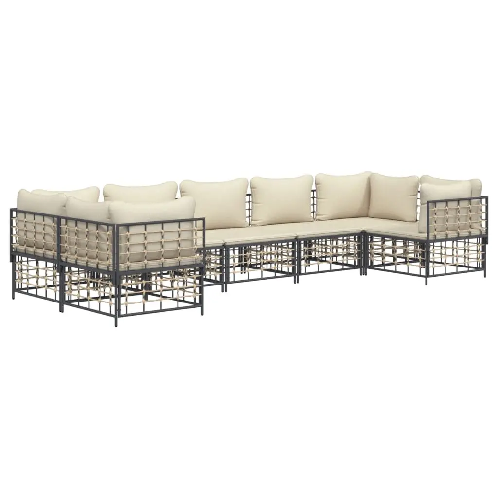 7-Piece Modular Outdoor Garden Lounge Sofa Set with Cushions