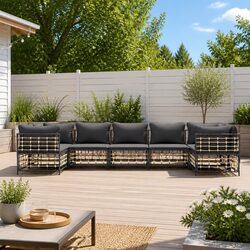 Durable 7 Piece Garden Lounge Set with Cushions