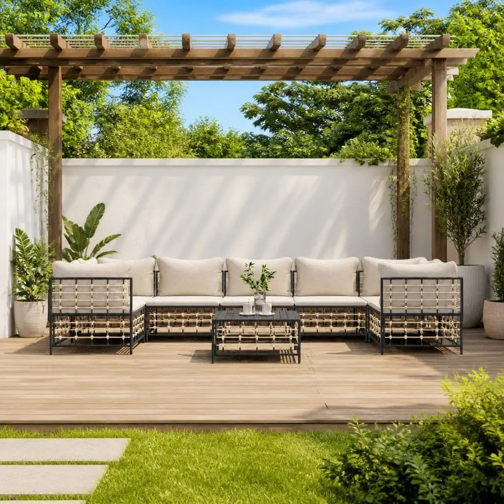 8-Piece Modular Garden Lounge Set with Cushions in Anthracite