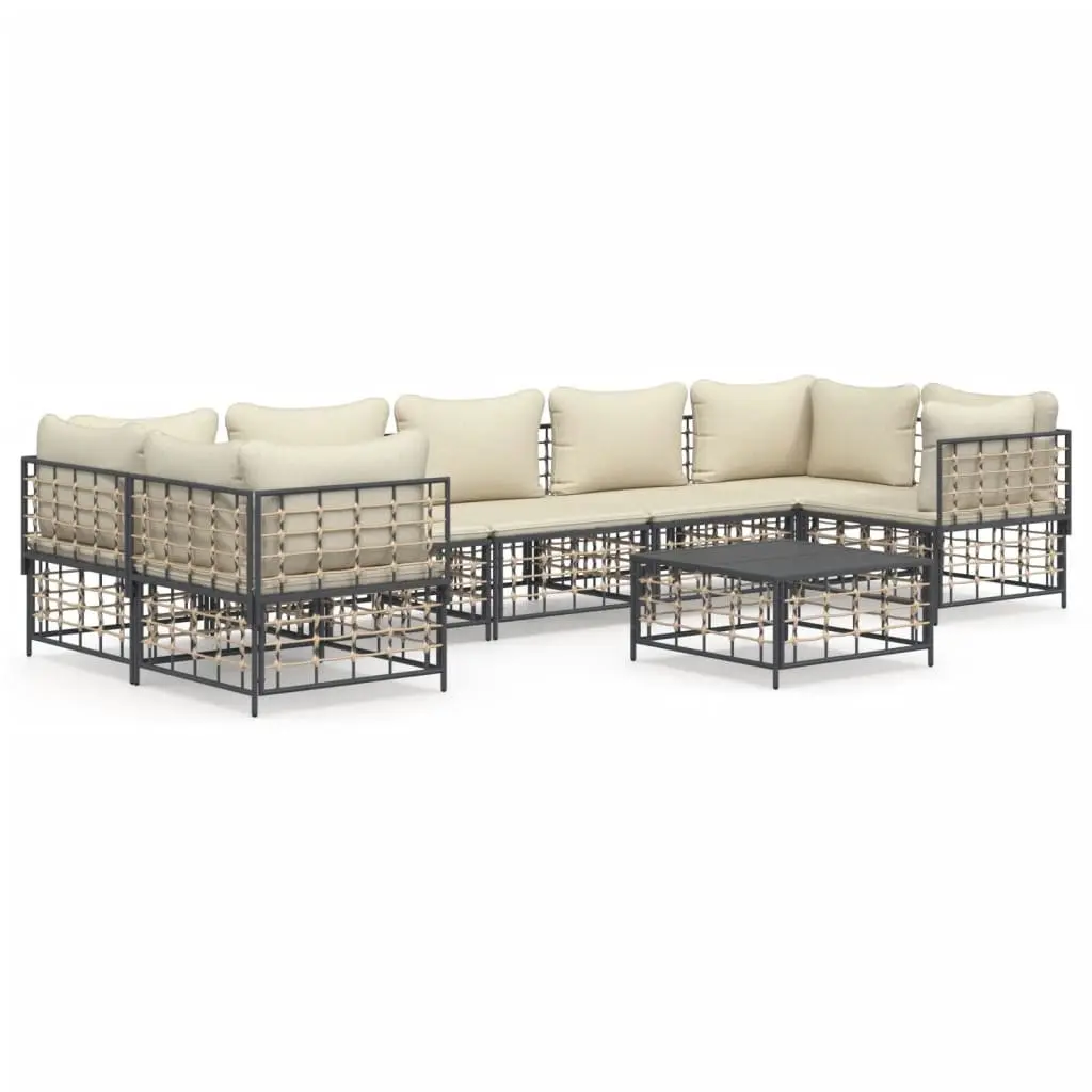 8-Piece Modular Garden Lounge Set with Cushions in Anthracite