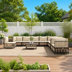 Durable 11-Piece Outdoor Lounge Set with Cushions