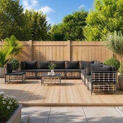 11-Piece Anthracite Outdoor Lounge Set with Cushions