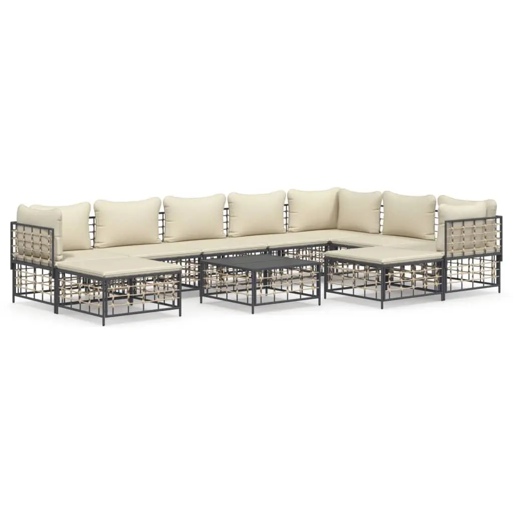 10-Piece Anthracite Garden Lounge Set with Cushions