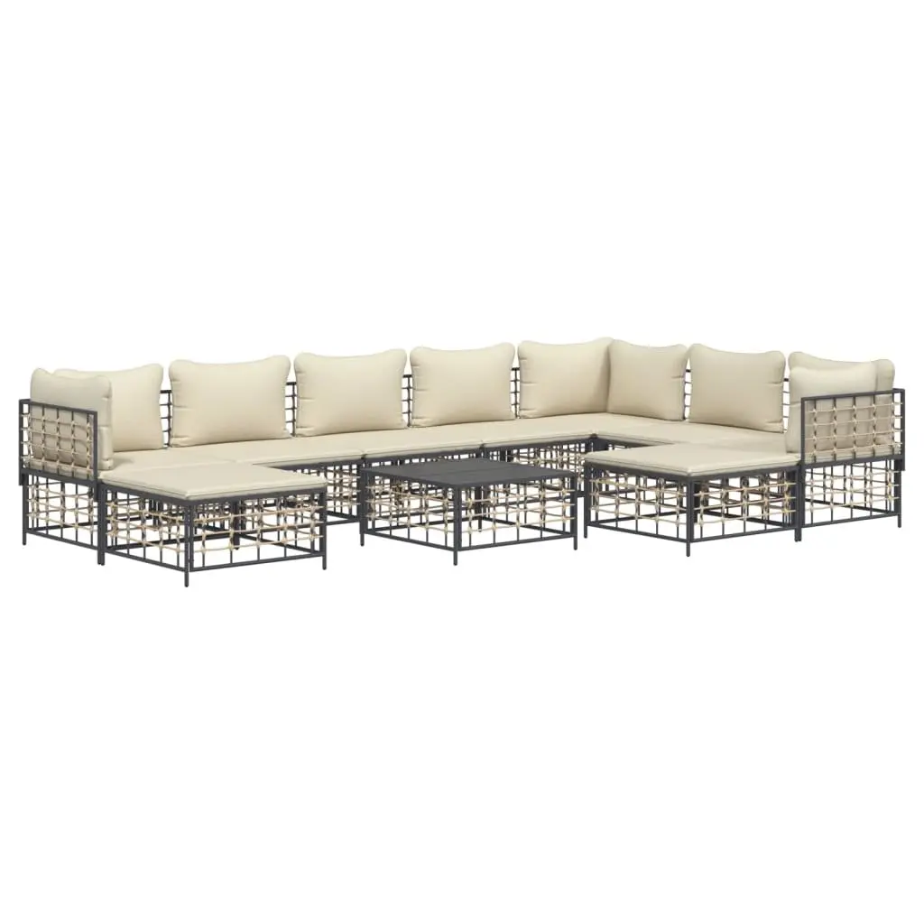 10-Piece Anthracite Garden Lounge Set with Cushions