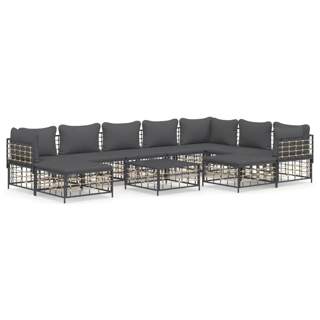 10-Piece Anthracite Poly Rattan Lounge Set