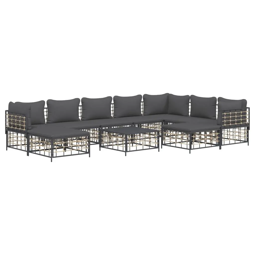 10-Piece Anthracite Poly Rattan Lounge Set