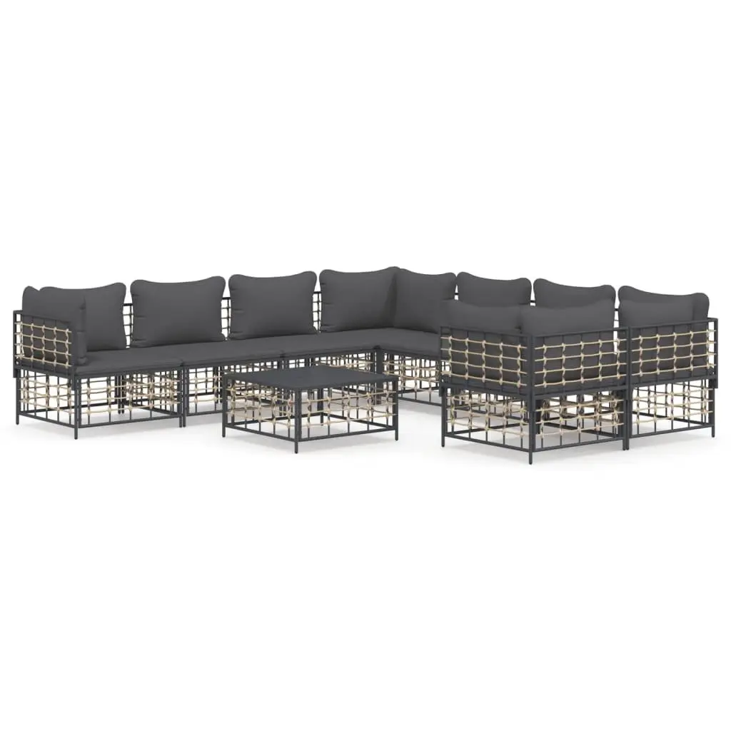 9-Piece Poly Rattan Outdoor Lounge Set