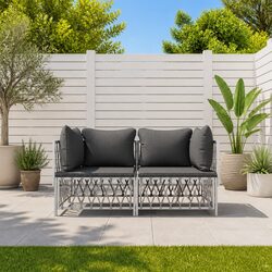 Garden Lounge Set with Durable White Steel Frame
