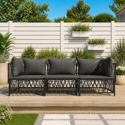 Anthracite Steel Modular Sofa Set - 3 Piece Garden Lounge