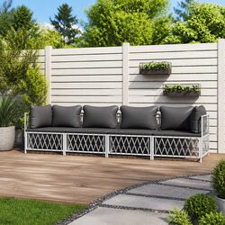 4-Piece White Steel Frame Garden Lounge Set