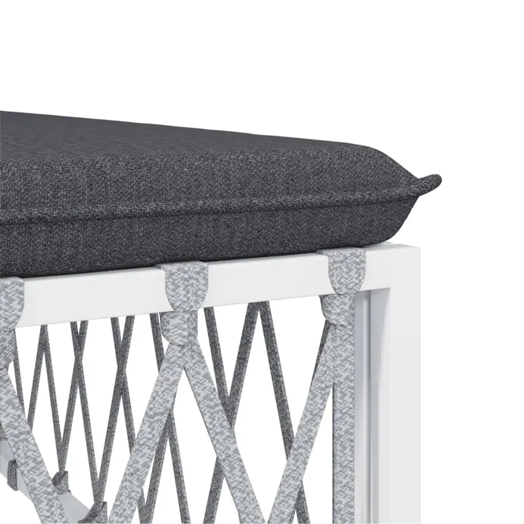 Garden Lounge Set Steel Frame Woven Fabric 4 Piece White