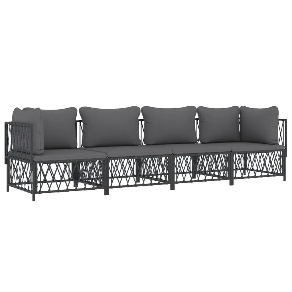 4 Piece Garden Lounge Set Steel Frame Woven Fabric Cushions Anthracite