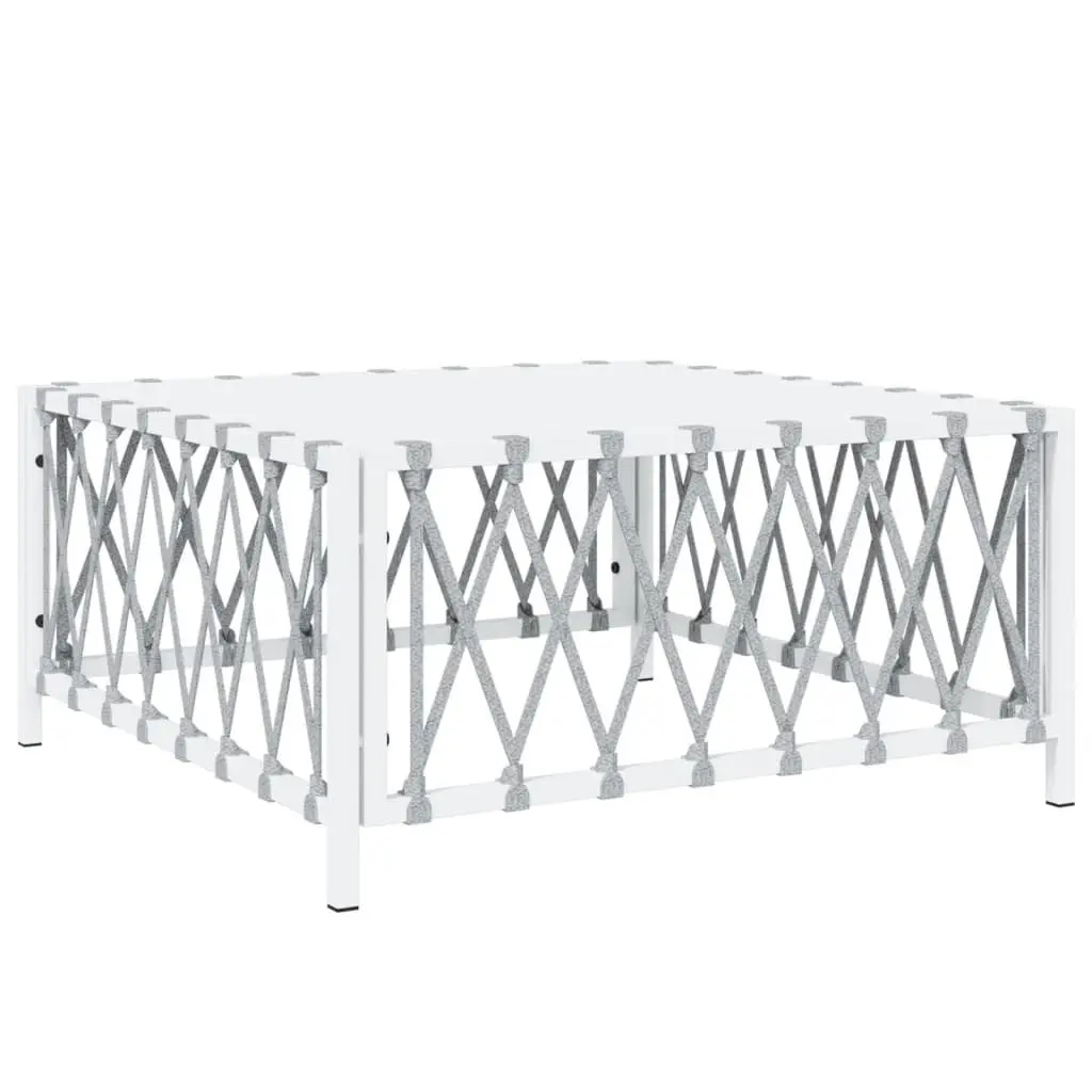 Garden Lounge Set Powder-coated Steel 5 Piece White Outdoor Furniture Patio Sofa with Cushions