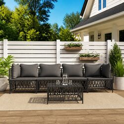 5 Piece Modular Sofa Set in Anthracite for Outdoor Spaces
