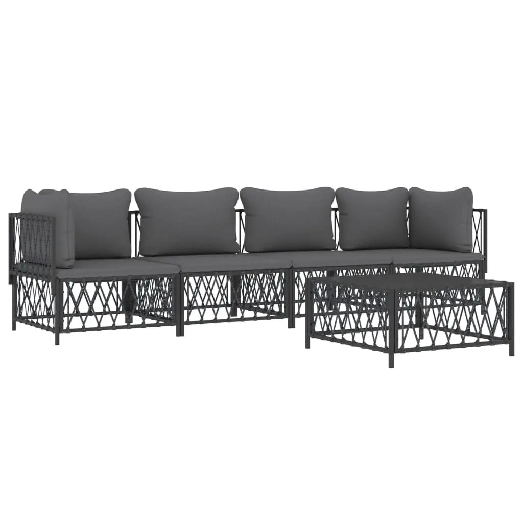 5 Piece Modular Sofa Set in Anthracite for Outdoor Spaces