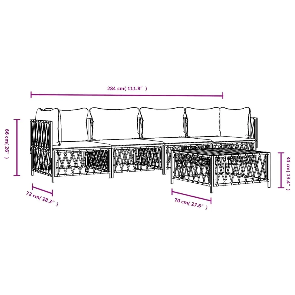 5 Piece Modular Sofa Set in Anthracite for Outdoor Spaces