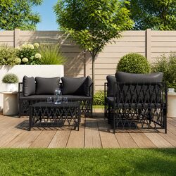 Sturdy 5 Piece Outdoor Lounge Set with Cushions in Anthracite
