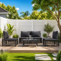 5-Piece Outdoor Sofa Set with Cushions - Durable Design