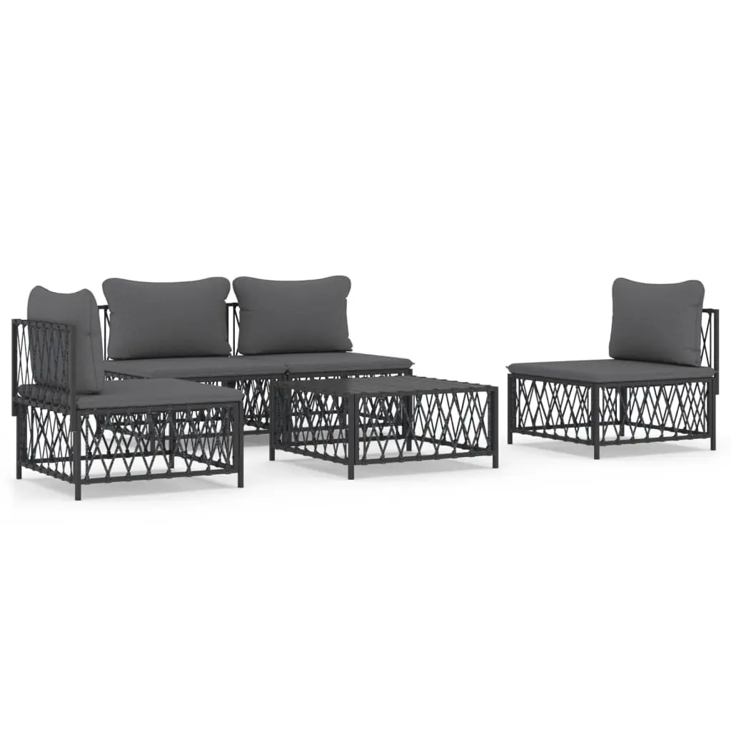 Garden Lounge Set 5 Piece Modular Outdoor Sofa Sectional with Cushions