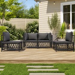 Premium 4 Piece Garden Lounge Set with Steel Frame