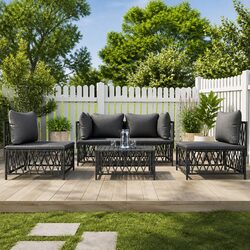 Sturdy 5-Piece Anthracite Garden Lounge Set with Cushions