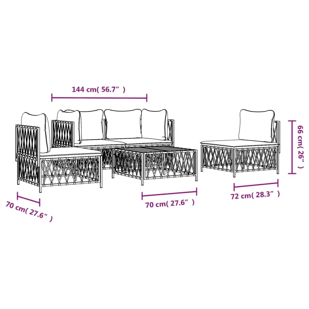 5-Piece Anthracite Garden Lounge Set with Cushions