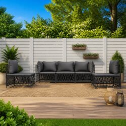 5-Piece Anthracite Outdoor Lounge Set with Cushions