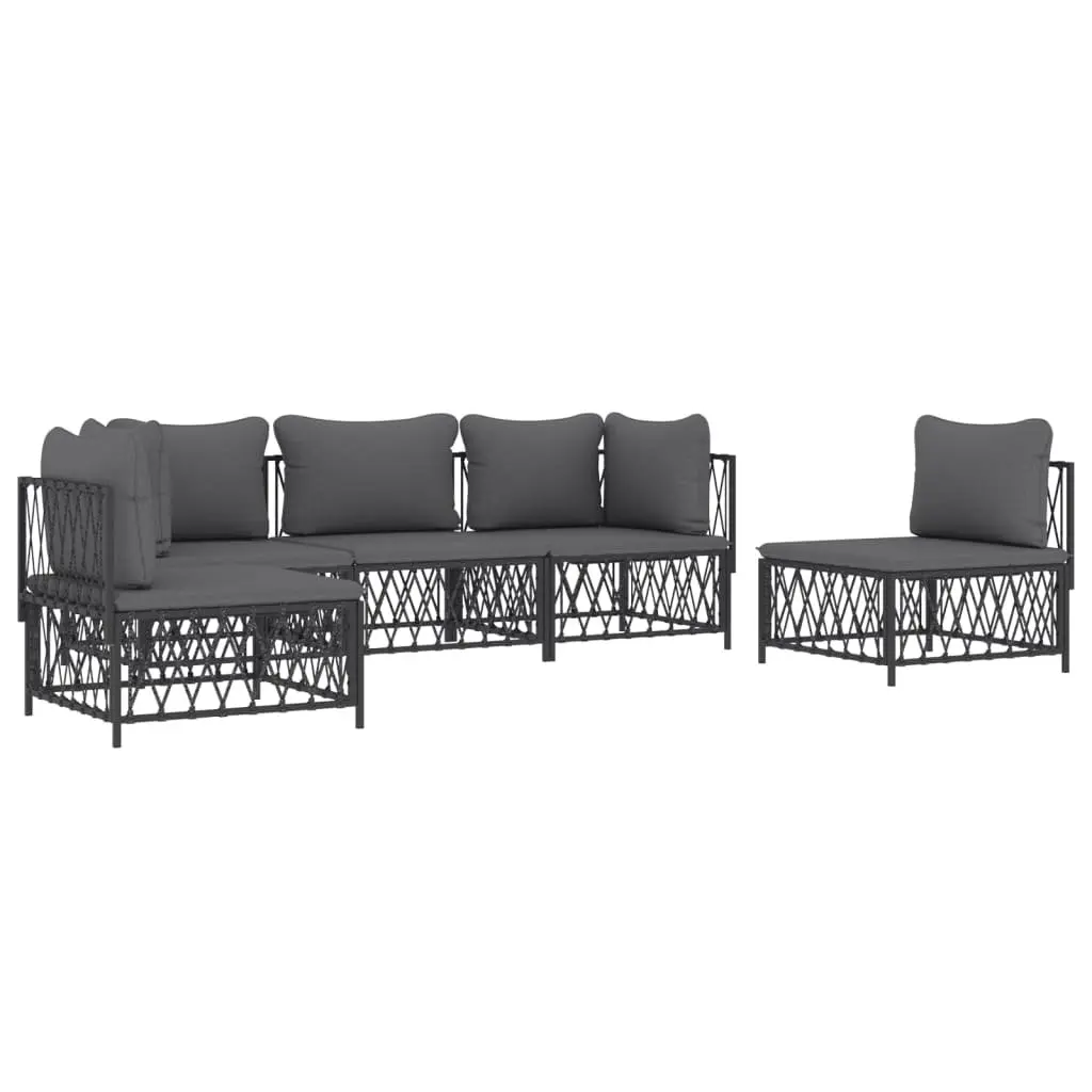 5-Piece Anthracite Outdoor Lounge Set with Cushions