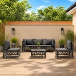 Durable 6 Piece Anthracite Lounge Set for Outdoors