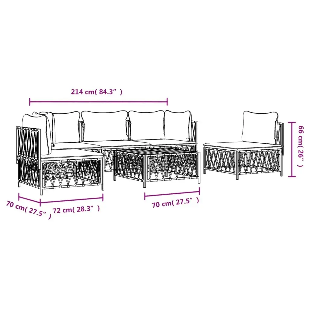 Outdoor Lounge Set Steel Frame 6 Piece Anthracite with Cushions