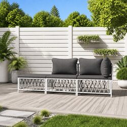 Durable 3 Piece Garden Lounge Set with White Steel Frame
