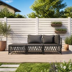 3-Piece Anthracite Steel Garden Lounge Set