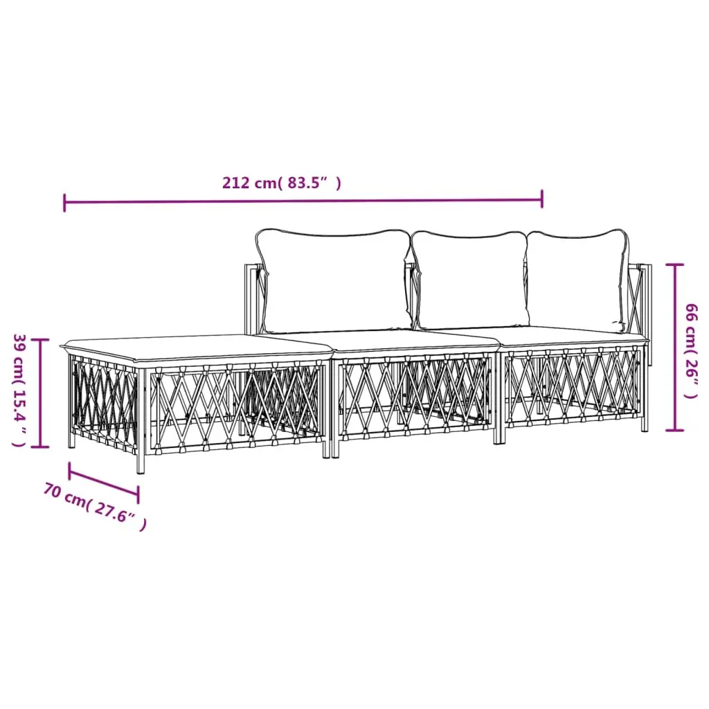 Outdoor Lounge Set Steel 3 Piece Anthracite Woven Fabric