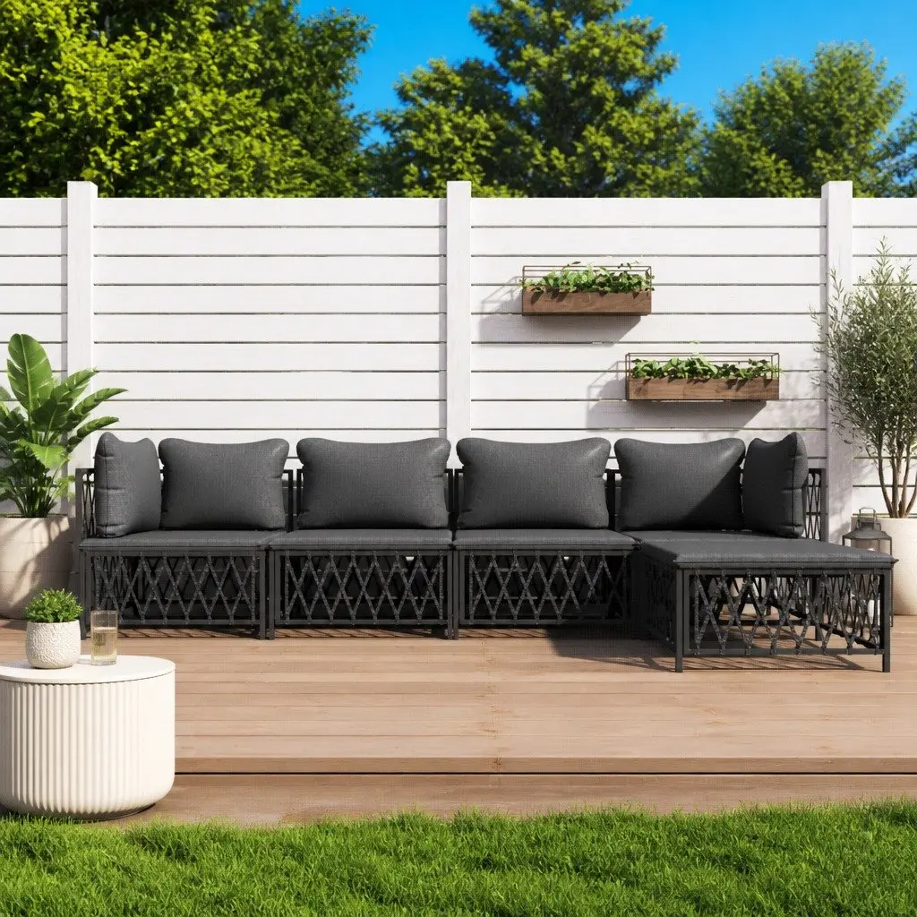 5 Piece Outdoor Modular Sofa Set with Cushions