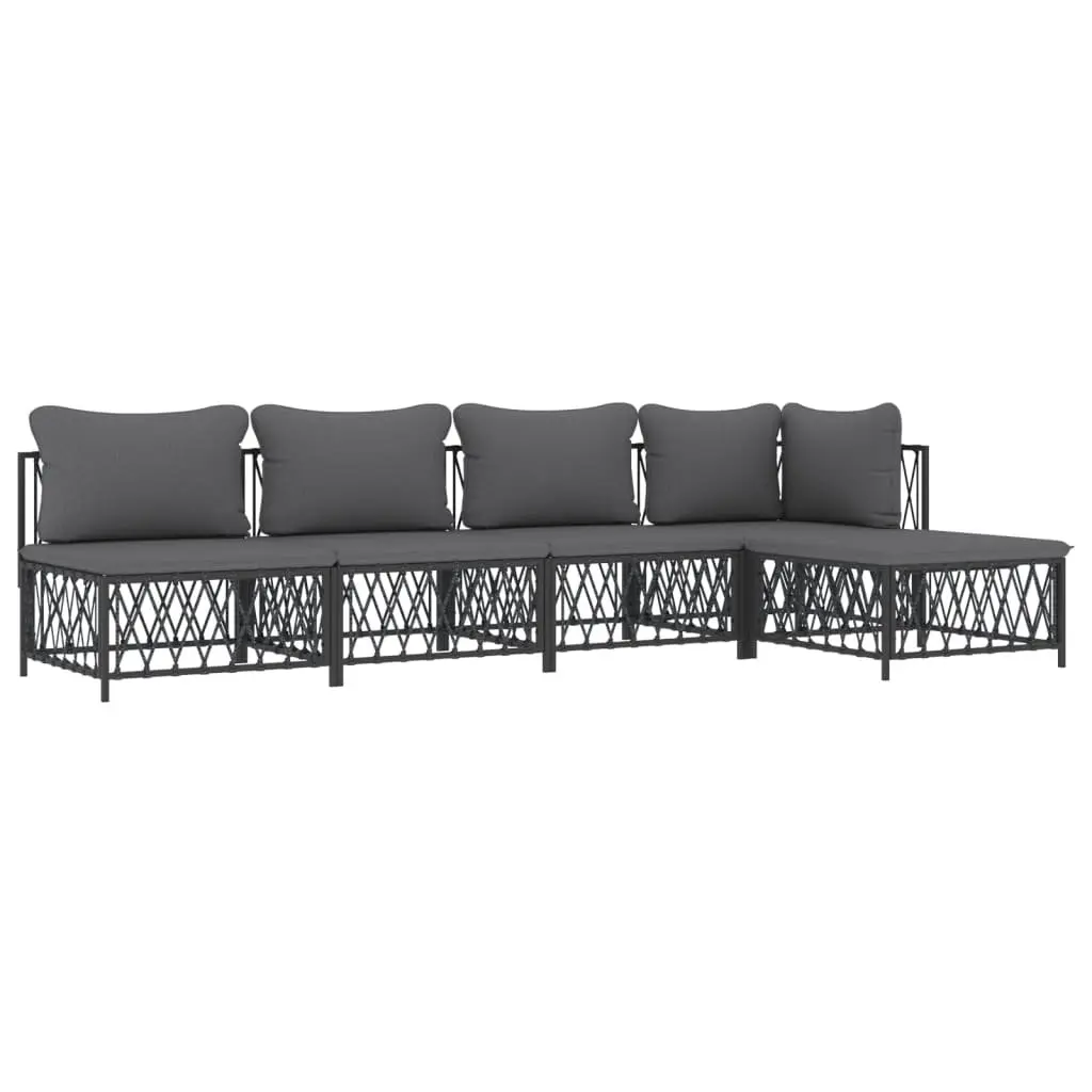5 Piece Outdoor Modular Sofa Set with Cushions