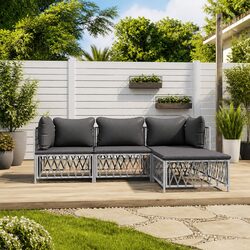 Durable 4-Piece Garden Lounge Set with Cushioned Sofa