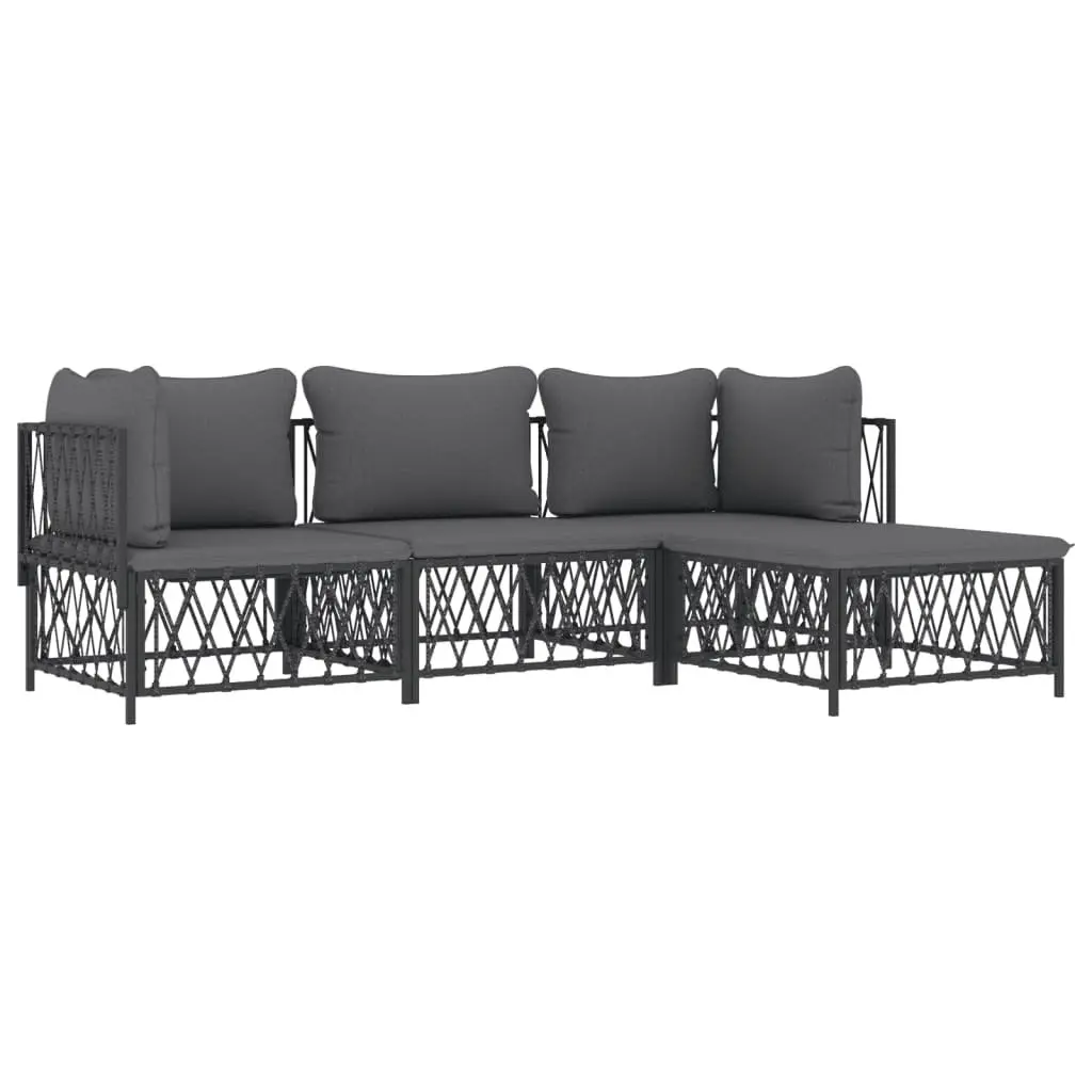 Garden Lounge Set Powder-coated Steel Frame Anthracite with Cushions 4 Piece