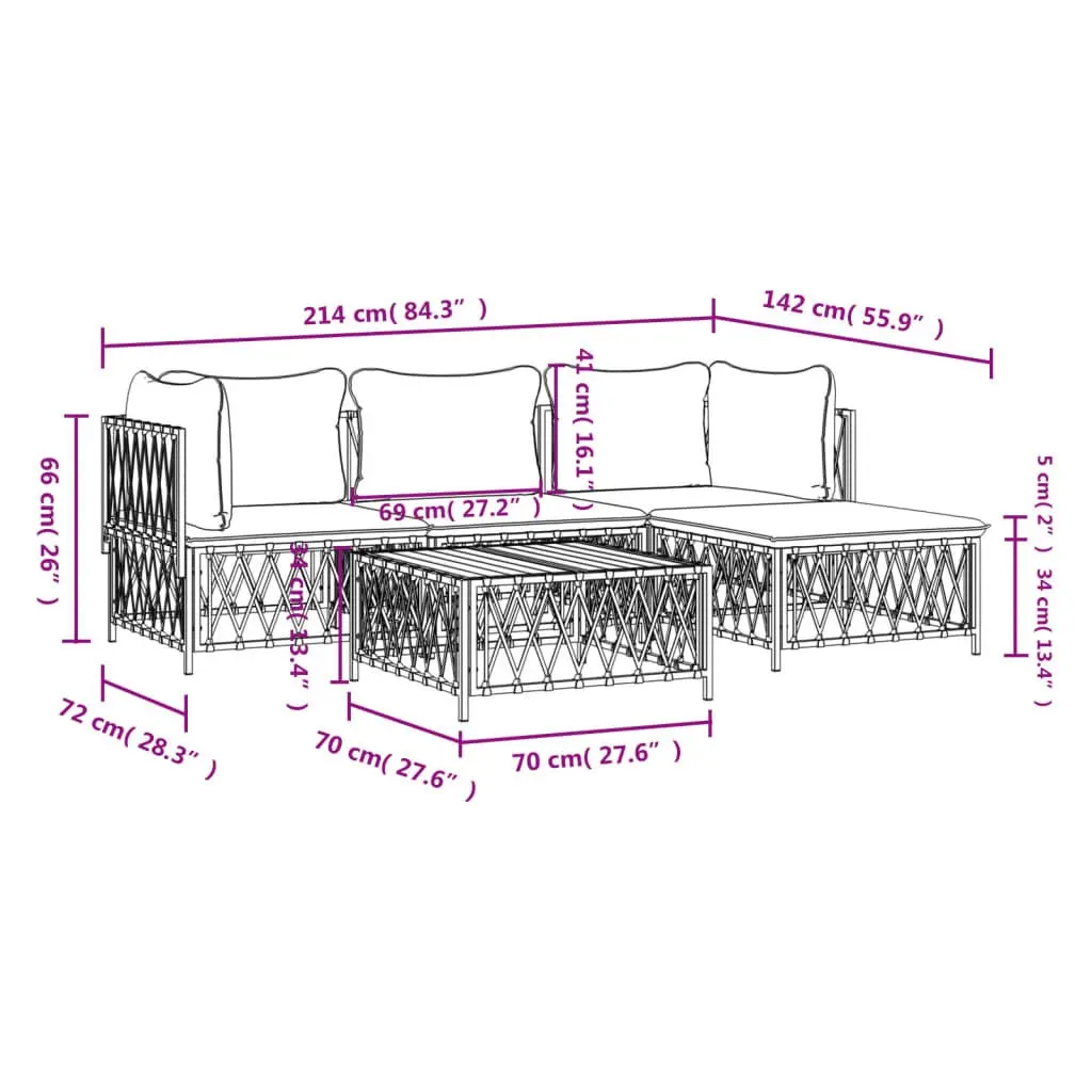 5-Piece Modular Outdoor Lounge Set in Anthracite