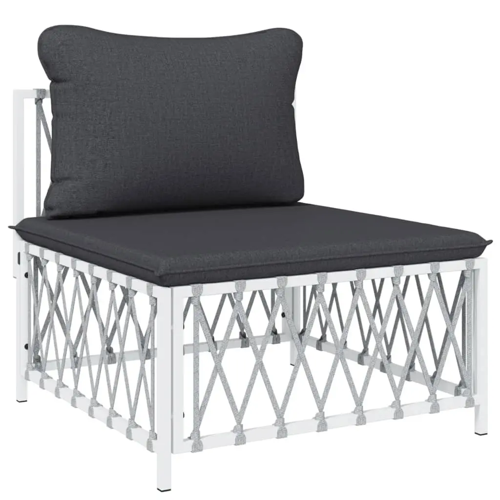 5 Piece White Steel Frame Garden Lounge Set