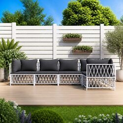 5-Piece Modular Garden Lounge Set with White Steel Frame