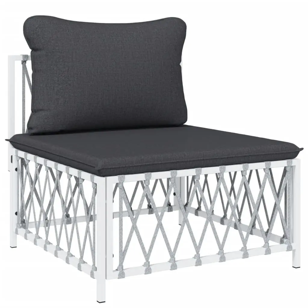 5-Piece Modular Garden Lounge Set with White Steel Frame