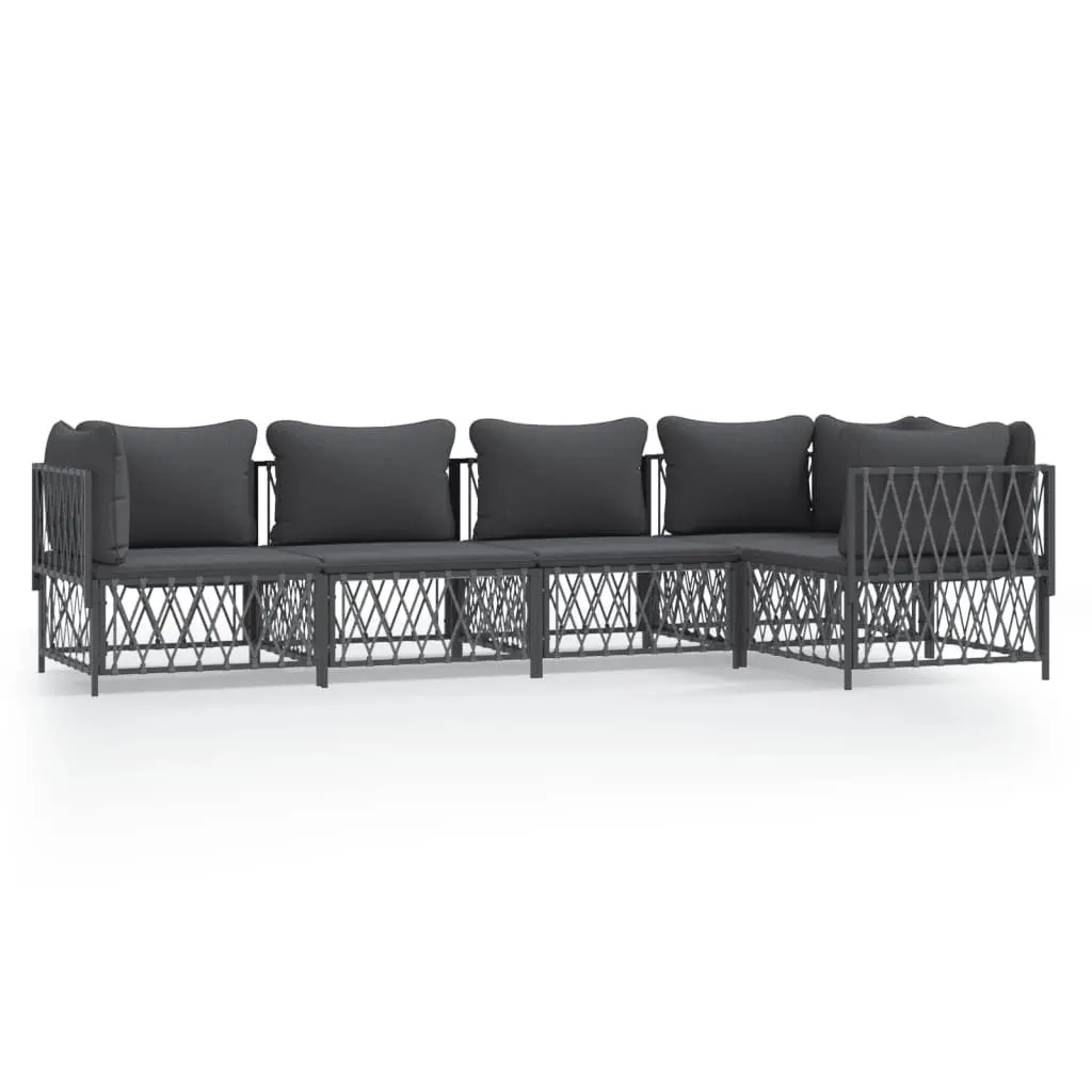 Garden Lounge Set Powder-coated Steel Frame 5 Piece Anthracite with Cushions