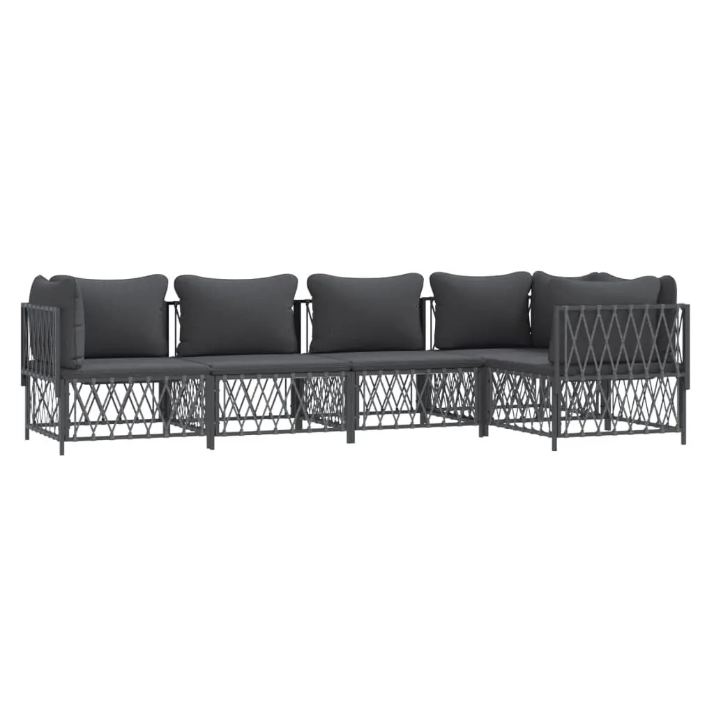 Garden Lounge Set Powder-coated Steel Frame 5 Piece Anthracite with Cushions