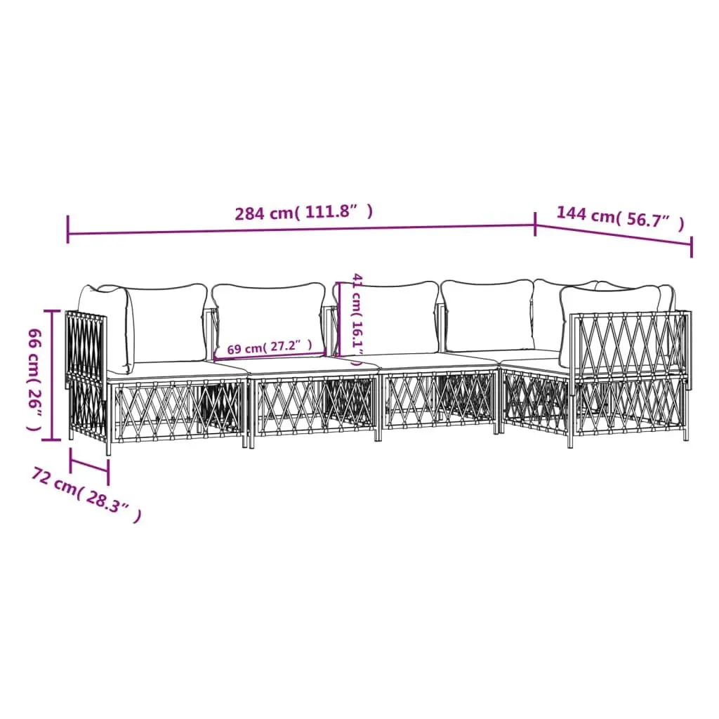 Garden Lounge Set Powder-coated Steel Frame 5 Piece Anthracite with Cushions