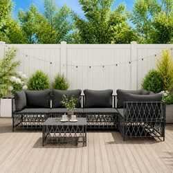 Durable 6-Piece Modular Garden Lounge Set in Anthracite