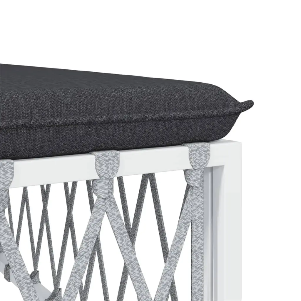 Garden Lounge Set White Powder-coated Steel Frame 6 Piece with Cushions